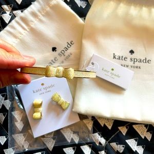 PRICE⬇️ Kate Spade ♠️ gold and white glitter earrings and bracelet set NWT✨